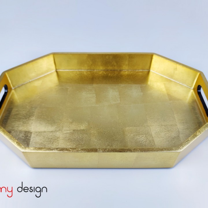 Big gold octagonal lacquer tray 23*35cm